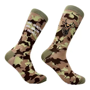Men's I Like Hunting and Maybe 3 People Socks Funny Introverted Hunter Lovers Footwear Funny Graphic Socks Comfortable Fitted Spandex Cotton