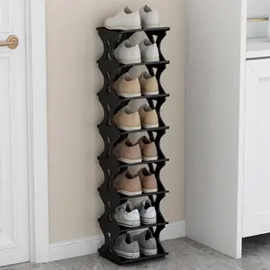Modern Living Room Furniture Plastic Shoe Rack Portable DIY Shoe Rack Storage Device Narrow Shoe Rack, Layer Height 18cm, Suitable for Different Types of Shoes