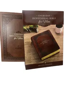 Christian Art Gifts Devotional Bible NLT for Men Faux Leather, Chestnut Brown
