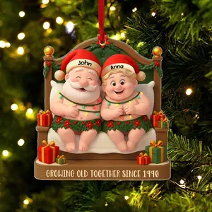 Personalized Couple Christmas 2D Flat Ornament, Funny Growing Old Together Keepsake, Custom Anniversary Gift for Husband and Wife, Cute Holiday Tree Decor 2025 Romantic Present
