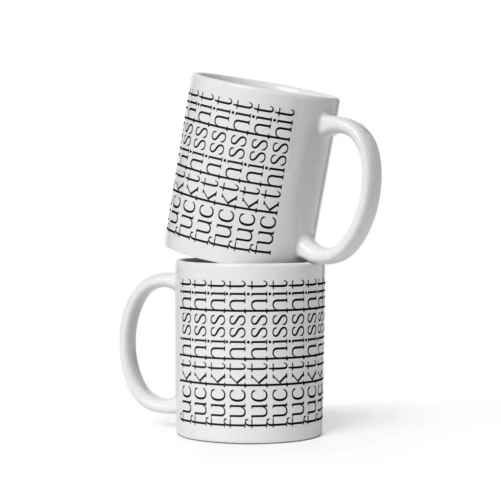 Funny Swear Word Coffee Mug, Repeating Text Novelty Mug, Sarcastic Humor Ceramic Cup, Office Gag Gift, Funny Coffee Mug For Friends Coworkers