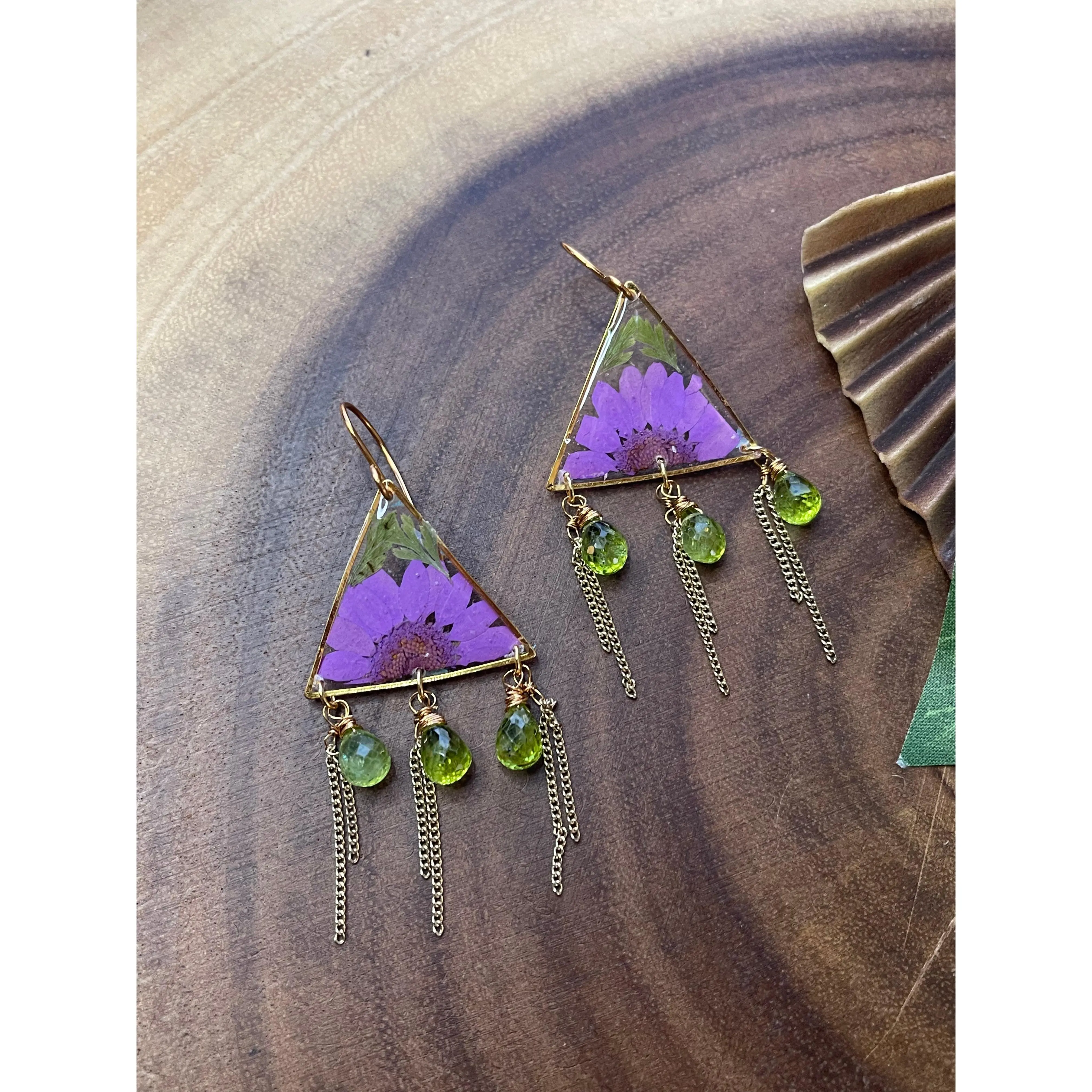 Purple Daisy Resin Earrings