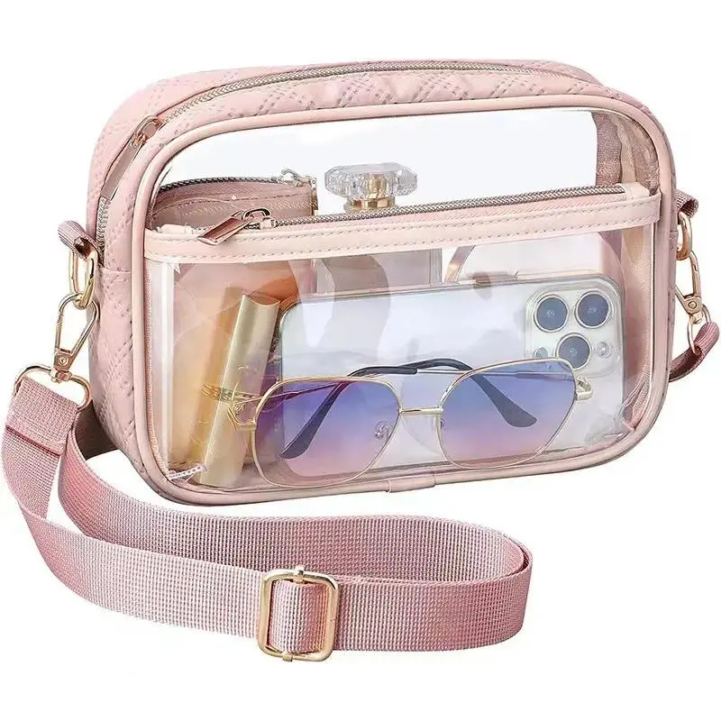 Unisex Fashionable Casual Crossbody Shoulder Bag - Translucent See-Through Messenger Bag with Adjustable Strap, Ideal for Concerts, Sports Events, Casual Trendy Bag, Chic Crossbody Bag