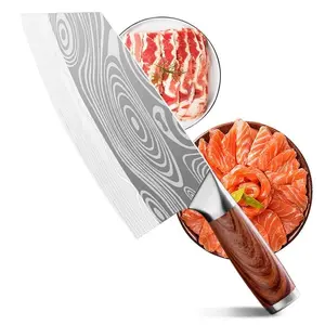 Stainless Steel Forged Chef's Knife - Laser Etched Damascus Pattern, Sharp Durable Blade
