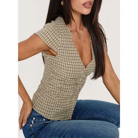 Indulgence Corset Top Beige Check
