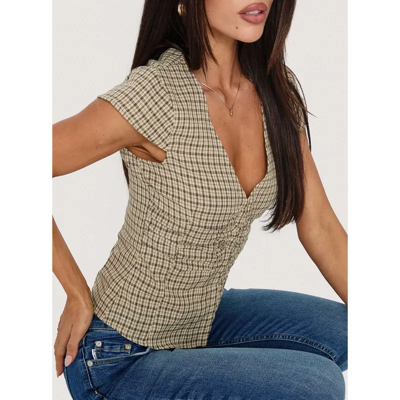 Indulgence Corset Top Beige Check