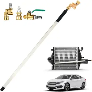 24'' Portable Wand High Pressure Washer, 4500 PSI Flush & Cleaner Tool, Car Cleaning Accessory, Quick Cleaning Function, 2x 1/4'' Quick Couplers, Compatible with Household Cars, 39'' RV Radiators