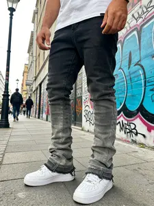 Slim Fit Men's jeans Street Style Men Stylish gradient gray Stretch Slim Pencil Jeans Trousers Casual Denim Menswear Streetwear