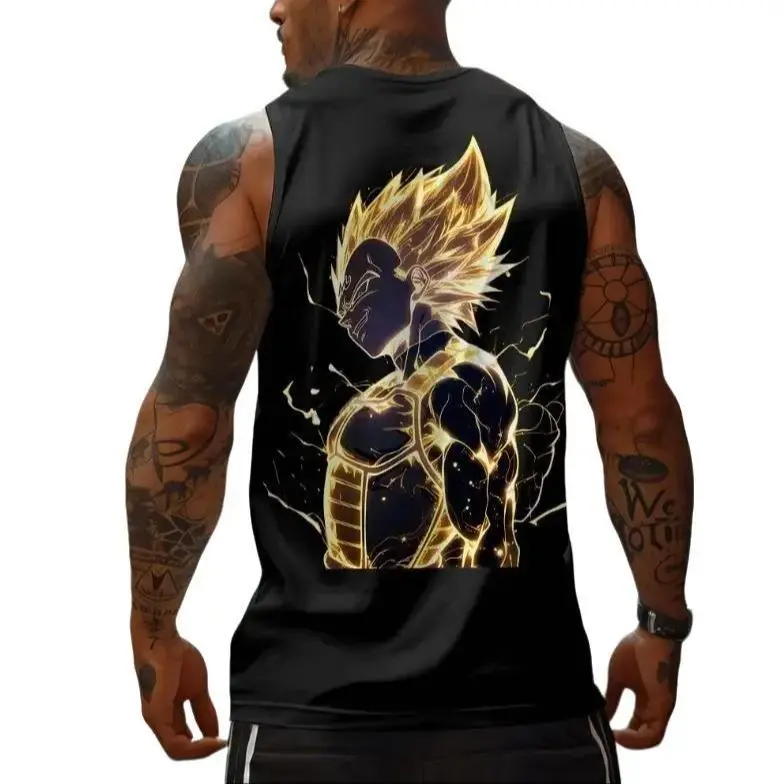 Super Saiyan Majin Vegeta Lightning Tank Top – 100% Cotton Anime Muscle Shirt for DBZ Fans and Gym Warriors