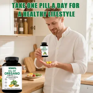 SOWAL Oregano Oil 6000mg Supplement 150 Softgel Capsules Contains Carvacrol Non-GMO Gluten Free Formula for Healthcare Fitness Edible Dietary mcg biotin multivitamin woman support hair Optimum