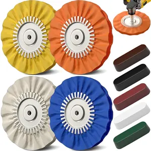 BURMONG 8" Airway Buffing   4.5"  , 9PCS Buffer Polisher   Car, Aluminum Metal   Pad and Compound Kit  Mirror Finish (5/8" Arbor Hole) Manual Electric Coil Binding Machine Digital Electronic Torque Wrench Wool Polishing Wheels Set for Angle Grinders tikto