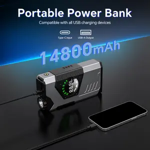 Never Face Roadside Emergencies Alone Again! This Professional-Grade Multi-Function Device Combines a Powerful Jump Starter, High-Speed Air Compressor, Ultra-Bright LED Work Light and Dual-Port USB Charger in One Compact Package!