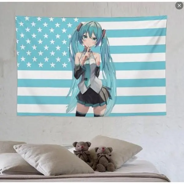 Hatsune Miku Light Anime Print Wall Hanging Tapestry - 40x30in Strong Japanese Novelty Tapestry, Anime Room Decor for Living Room, Bedroom, Japanese Novelty Tapestries