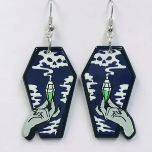 Coffin Poison earrings horror Halloween