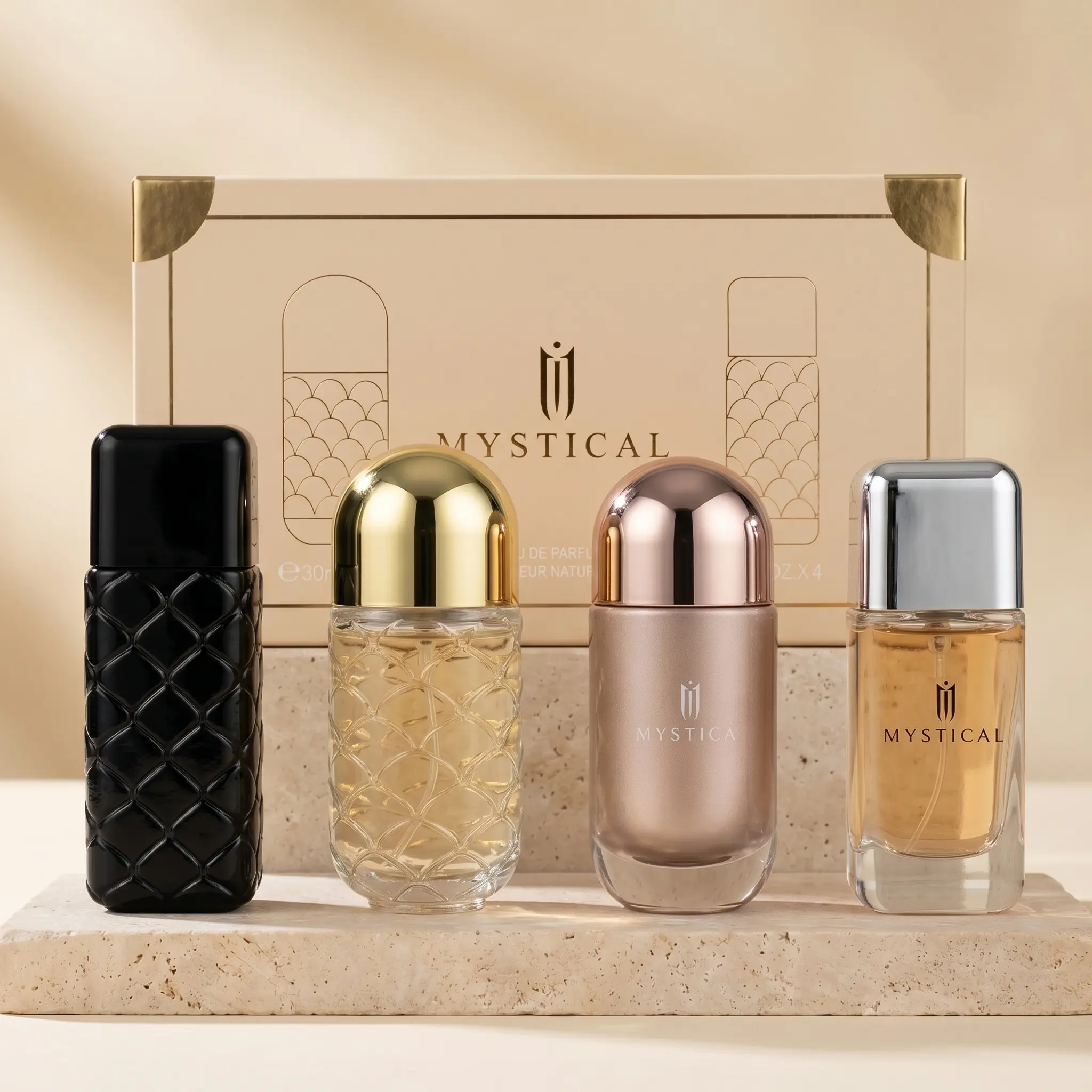 Unisex Luxury Fragrance Discovery Multi-Pack, 4-Piece Long-Lasting Eau de Parfum Collection in Gift Box - Woody, Floral, Fresh Scents - Cruelty-Free Perfume for Adults