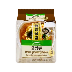PULMUONE Korean Spicy Soup Noodles - Non-Fried Oyster Flavor, 4 Packs (396g)