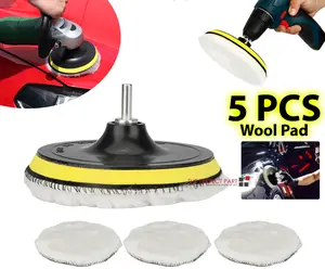 5PCS 6" Buffing Polishing Pad Wheel Mop Kit For Car Polisher Drill Adapter