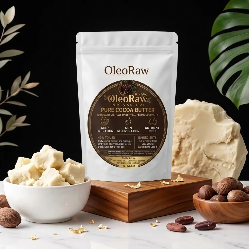 Organic Raw Cocoa Butter Unrefined - Pure Vegan Body Moisturizer for Dry Skin & DIY Skincare