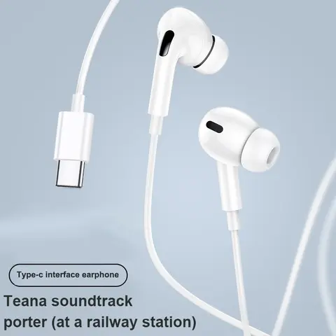 USB C Wired In-Ear Headphones, In Ear Design, Stereo Noise Reduction Type C Earphones for iPhone 15/16 Pro & 15 Pro Max, Compatible with Most Devices