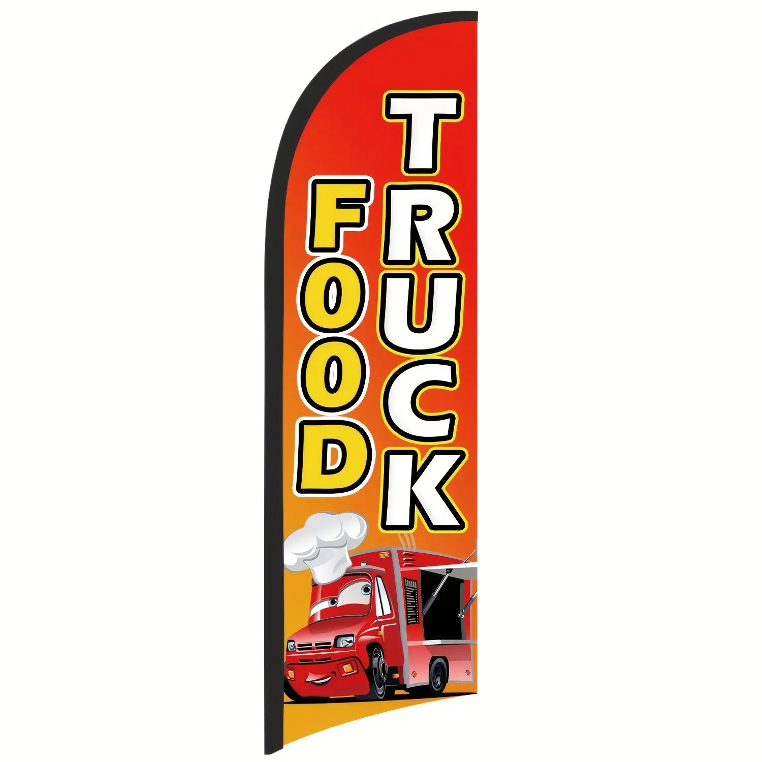 Food Truck Feather Flag Banner for Outdoor Advertising, 8.2FT Swooper Flag Sign, Single-Sided Polyester Business Flag for Storefronts, Shops, Restaurants, Events – Durable, Fade-Resistant, Easy to Display (Pole Not Included)
