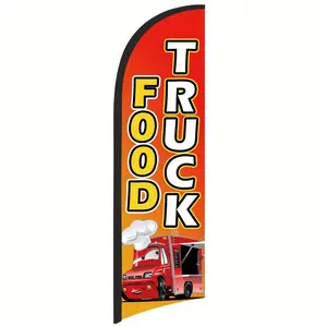 Food Truck Feather Flag Banner for Outdoor Advertising, 8.2FT Swooper Flag Sign, Single-Sided Polyester Business Flag for Storefronts, Shops, Restaurants, Events – Durable, Fade-Resistant, Easy to Display (Pole Not Included)