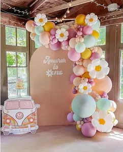 Pastel Blue Purple Yellow Balloon Garland Arch Kit Daisy Flower Party Decor for Girls Bridal Baby Shower Wedding Holiday Decoration Christmas
