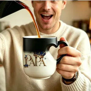 Magic Color - Changing mug Heart - Handle Mug,Royal Crown Luxury Design Disegn Thermosensitive Ceramic Mug Coffee Cups Happy fathers day gifts , 11 oz/330 ml,I love you dad mug Father's Day gift for father, daddy and he