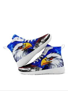 Men's Cartoon Eagle Pattern High Top Sneakers, Casual Breathable Comfortable Lightweight Sports Running Shoes, Fashionable Lace Up Shoes for Daily Wear