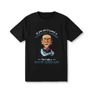 [100% Cotton] Men'S Sarcastic Graphic T-Shirt - "If You Don'T Want A Sarcastic Answer..." Print With Elderly For Man Design, Black Short Sleeve Casual Tee, Regular Fit, Machine Washable, Novelty Humor Apparel, Sarcastic Golf Gift T-Shirt For Men And Women