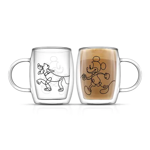 Disney Mickey and Pluto Aroma Glass Mugs, Set of 2