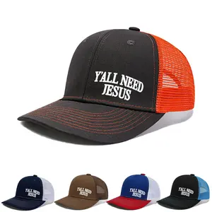 Y'all Need Jesus Christian Trucker Hat, Religious Faith-Based Mesh Back Baseball Cap, Adjustable Snapback for Men Women