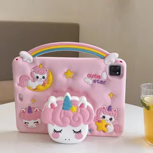 Unicorn Pattern Tablet Case with Stand, Cute Tablet Protective Cover, Tablet Protector, Tablet Casing for iPad, iPad 7/8/9, iPad Pro 11, Samsung A7/8/9 Plus, Xiaomi 6/7/Huawei
