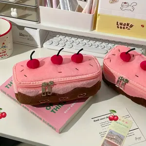 Creative Pencil Case, Large Capacity Portable Stationery Bag, Girls' School Supplies, Travel Organizer, Random Print, Poly Material