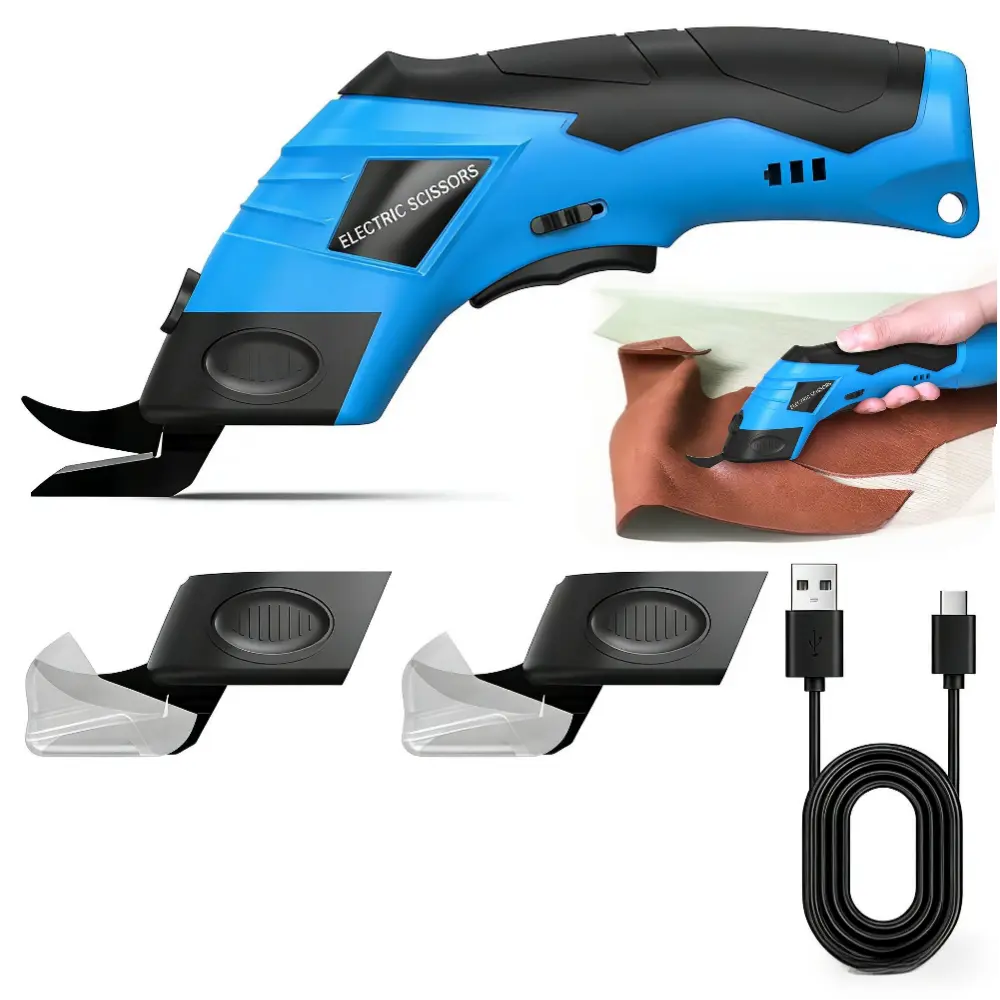 Electric Cordless Scissors, USB Rechargeable Multifunctional Cutting Tool for Paper, Fabric, Leather, Plastic, Cardboard & More, Portable Electric Scissors for DIY, Crafts & Home Use