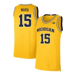 Yellow #15 Mara Michigan Style Basketball Jersey, College Mesh Tank Top, Breathable Athletic Shirt, Game Day Outfit, Sports Fan Gift