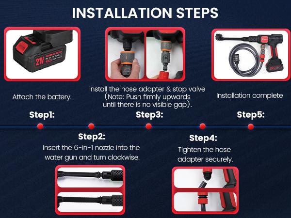 【DealsForYouDays】Cordless Portable Power Pressure Washer, 2000PSI High Pressure Cleaner, Handheld Multi-Purpose Nozzle Car Wash Equipment with 4.0Ah Battery Charger & 6-in-1 Nozzle for Home Floor Cleaning, Portable Power Pressure Washers