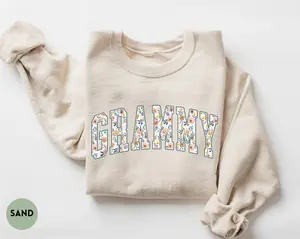 Gildan Floral Grammy Sweatshirt, Cute Cozy Grandma Pullover with Sweet Floral, Thoughtful New Grammy Gift for Women, Soft Unisex Family Style Crewneck