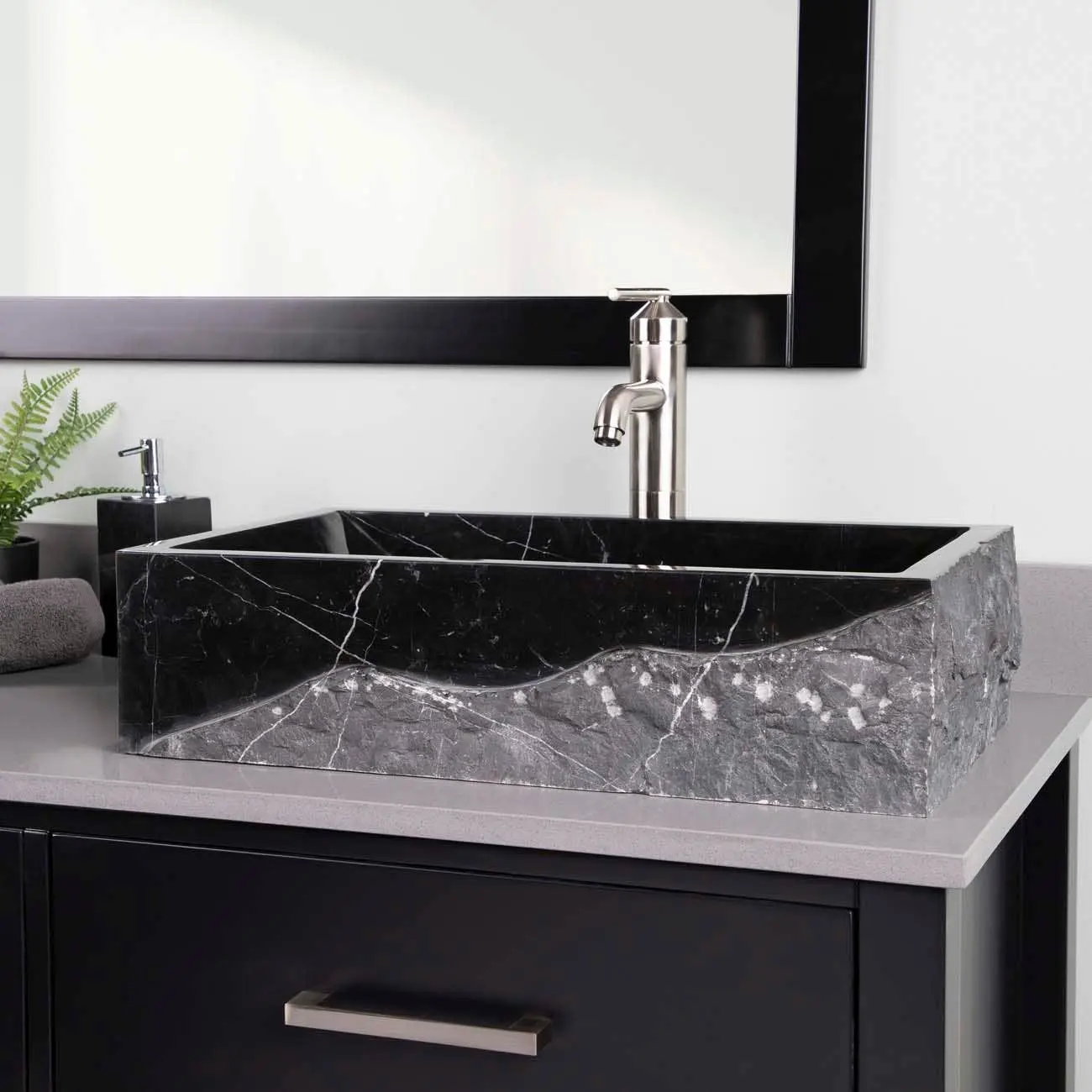 Iseo 22-Inch Marble Rectangular Vessel Bathroom Sink, Modern Bathroom Fixture for Home Improvement