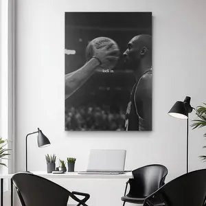 Lock In Motivational Wall Art – Black & White Basketball Unframe Poster, Canvas Print, Framed Sports Art