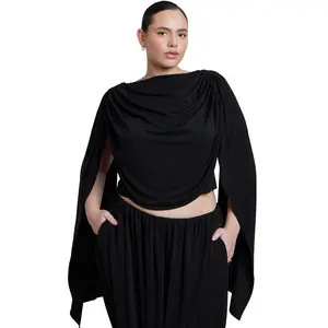 ELOQUII Women's Plus Size Draped Flounce Top