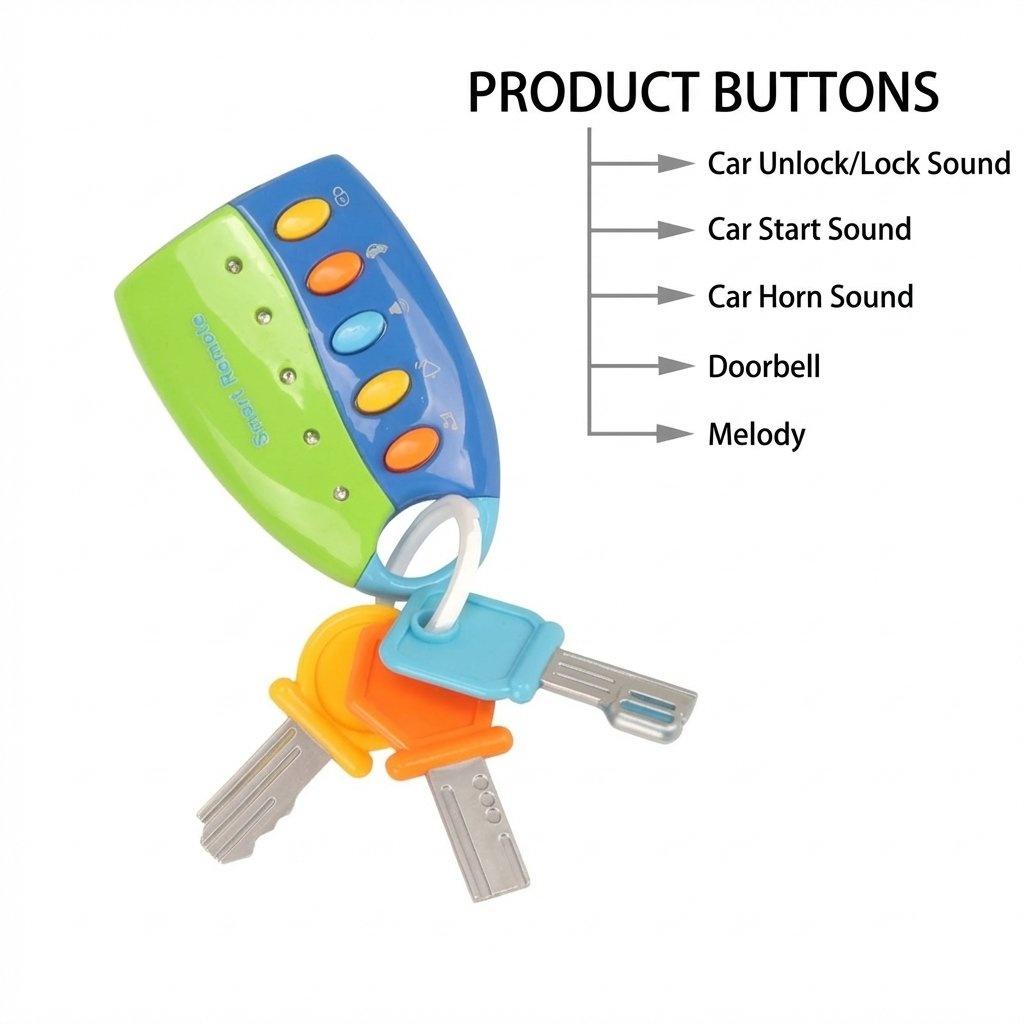 2 Pack Simulated Car Key Toy with Music & Light Effects, Musical Light-Up Sensory Toy, Creative Educational Toy for Birthday Gifts