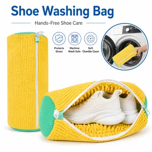 Washing Machine Shoe Bag Reusable All-in-One Cleaner with Laces Insoles Pockets No Tangling Keeps Shape for Home Travel Laundry Non-Fabric Rectangle Shape Laundry Bags