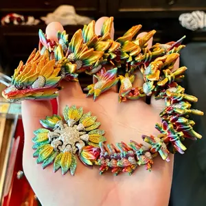 Articulated Sunflower Dragons | 3D printed plastic articulated sunflower dragon fidget toy for fun and stress relief - sensory objects desk pets