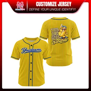 [EXPRESS DELIVERY] Personalized Custom Art Design PinStripe Baseball Jersey, Yellow Royal Pinstripe, Custom Jersey, Express Delivery, Team Wear for Game Day Casual Outfits