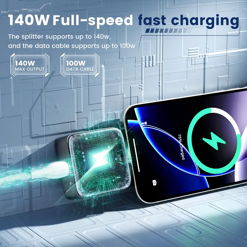 140W Type-C Physical-Disconnect Battery Power Bank - Chargeable Mobile Protection Device with Auto-Eject, Smart Auto-Stop, Anti-Overcharge Tech, Green Light, High Compatibility for Safe Overnight Use (Includes Screenless Bluetooth Earbuds, Hair Curlers) 140W Type-C Physical-Disconnect Battery Power Bank - Chargeable Mobile Protection Device with Auto-Eject, Smart Auto-Stop, Anti-Overcharge Tech, Green Light, High Compatibility for Safe Overnight Use (Includes Screenless Bluetooth Earbuds, Hair Curlers)