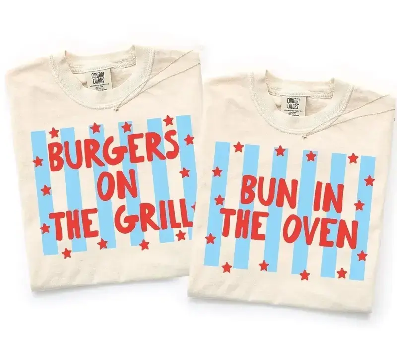 Comfort Colors Couples 4th of July Pregnancy Announcement Shirts, Funny Matching Fourth of July Baby Reveal t-shirt, Independence Day - KitchenEra