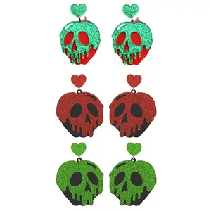 3 Pairs Halloween Horror Skull Earrings acrylic Gothic Skull Pumpkin Earring For
