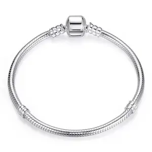 Silver-Plated Jewelry 3MM Round Buckle Snake Bone Bracelet 16-23CM Length Cooperized Silver Internet Celebrity Trendy DIY Bracelet Classic Magnetic Copper Gold Pearl Cross Set tiffany  heart  tag  bracelet charm  obsessed