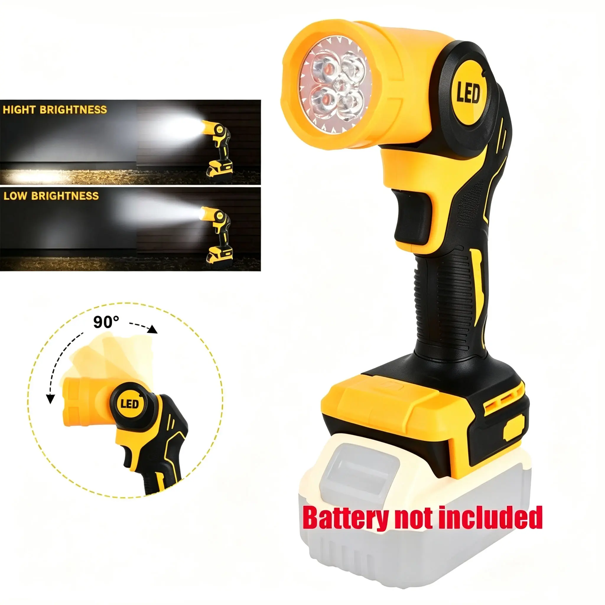 Cordless LED Rotating Work Light Flashlight Work Light, Suitable For Workshops, Camping And Outdoor Use (battery-free)
