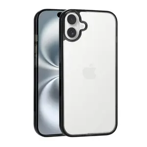 For iPhone 16 Plus Phone Case [Hard Plastic & Soft Silicone Bumper] Acrylic Non Yellowing Thin Slim Protective Cover Durable Transparent